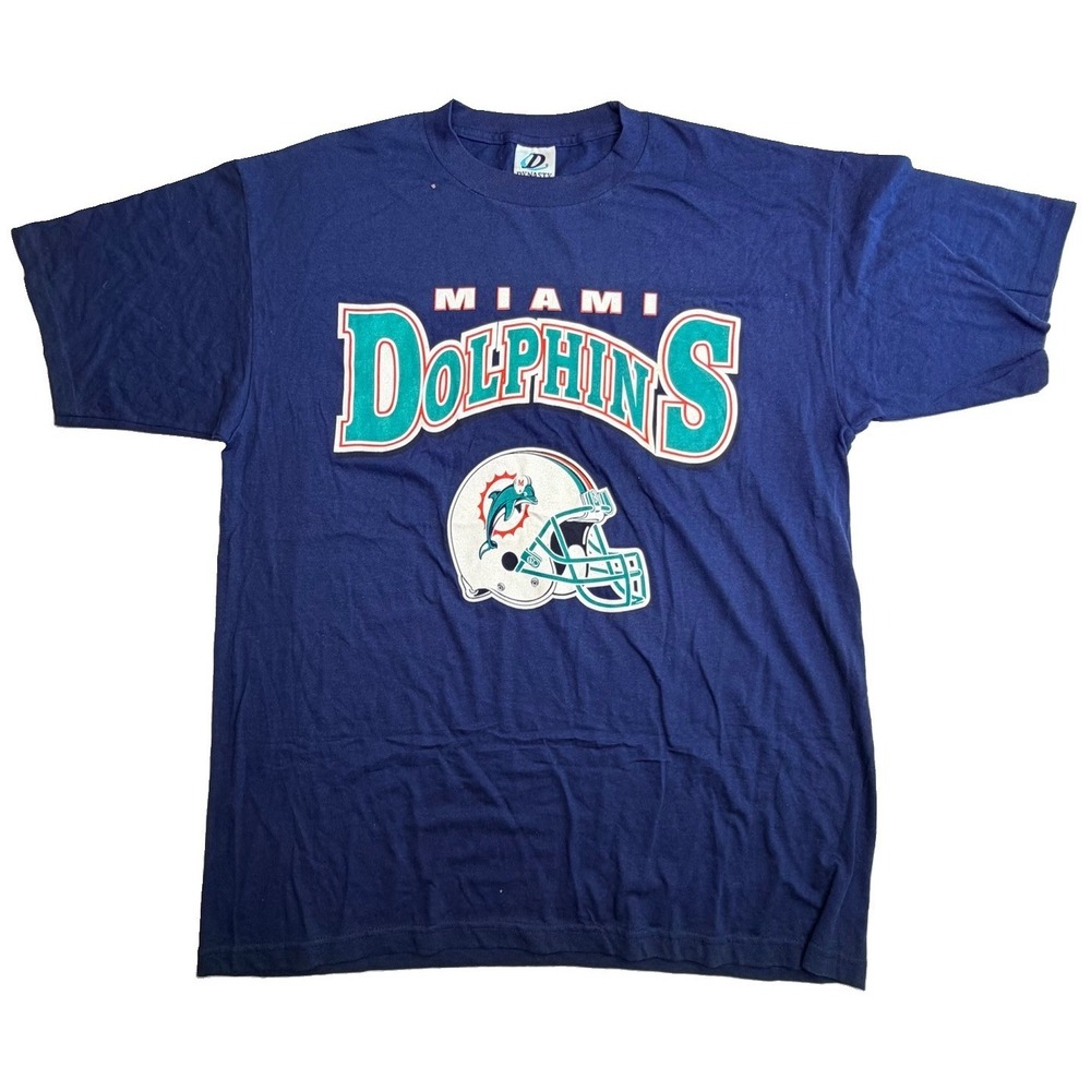 Vintage Dynasty Miami Dolphins Helmet Logo T-Shirt XL NFL Football Blue